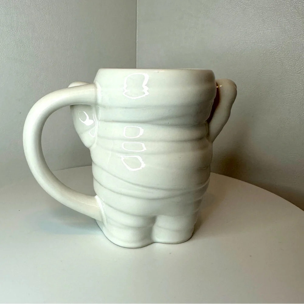 White Stoneware Halloween Holiday Mummy Mug Cup by Hyde and Eek